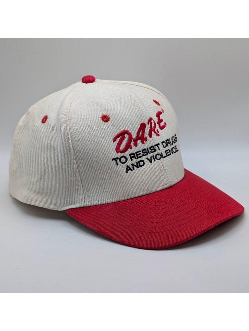 DARE White Red Vintage Snapback Hat Cap 90s Streetwear Mohrs D.A.R.E Retro